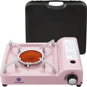 Estufa de butano portátil a prueba de viento quemador infrarrojo cocina al aire libre senderismo picnic estufas de camping compactas color rosa con Estufa de butano portátil a prueba de viento quemador infrarrojo cocina al aire libre senderismo picnic estufas de camping compactas color rosa con