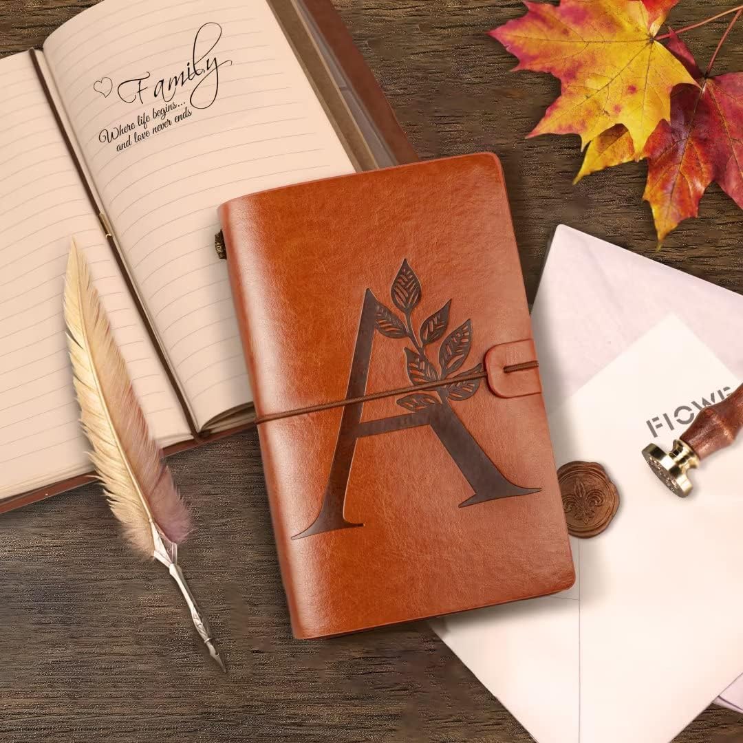 Regalos de Navidad para mujeres, diario de cuero para adolescentes, cuaderno recargable para el trabajo, diario de papel rayado, planificador de