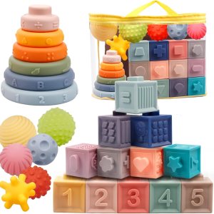 Bloques apilables suaves para bebé juguetes sensoriales Montessori 3 en 1 para bebés de 0 a 3 a 6 a 9 a 12 meses, bloques de construcción, bolas Bloques apilables suaves para bebé juguetes sensoriales Montessori 3 en 1 para bebés de 0 a 3 a 6 a 9 a 12 meses, bloques de construcción, bolas