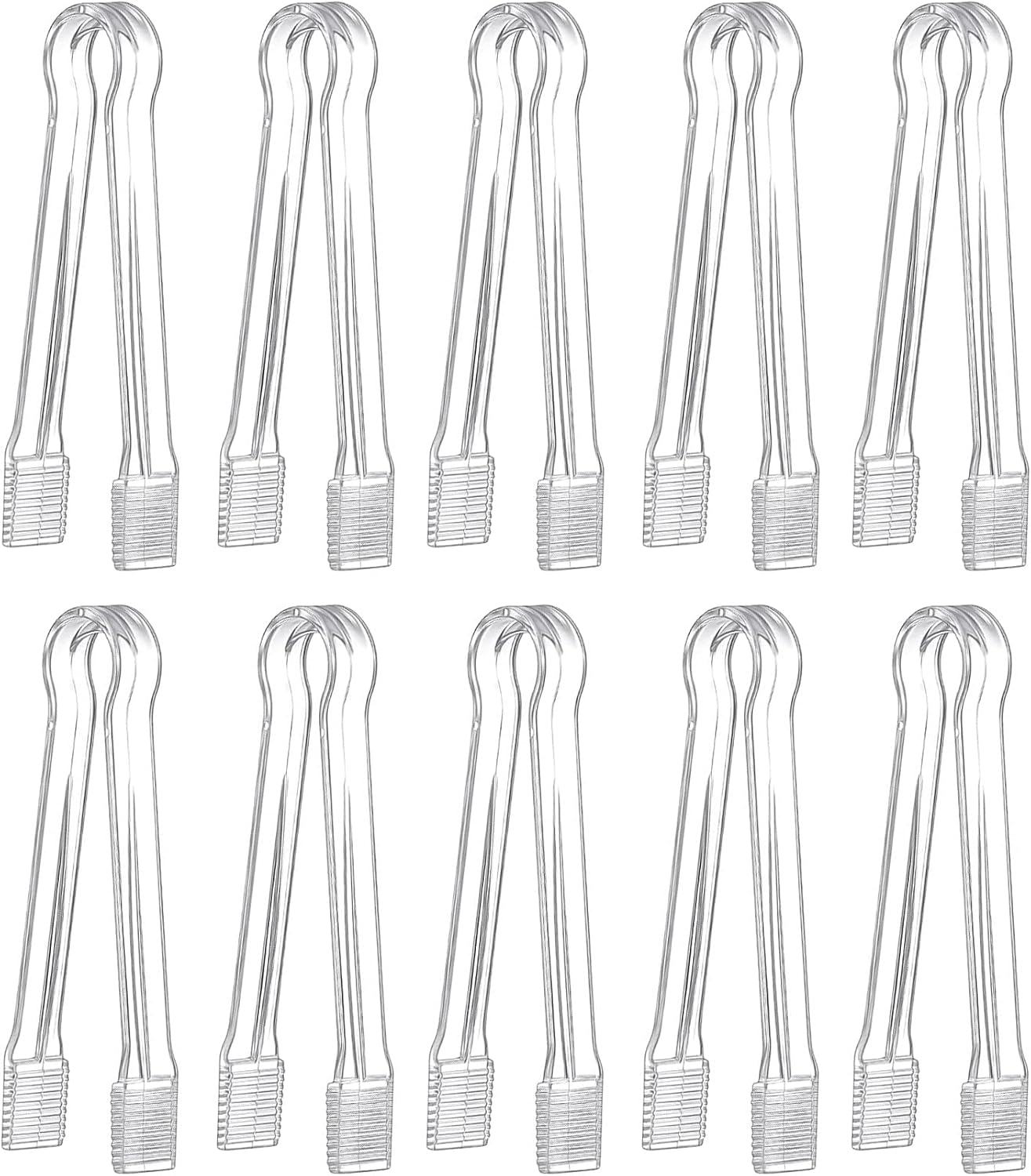 10 pinzas de plástico para servir, pinzas de plástico transparente de 6.3 pulgadas para aperitivos, servir alimentos, cubitos de hielo, té,