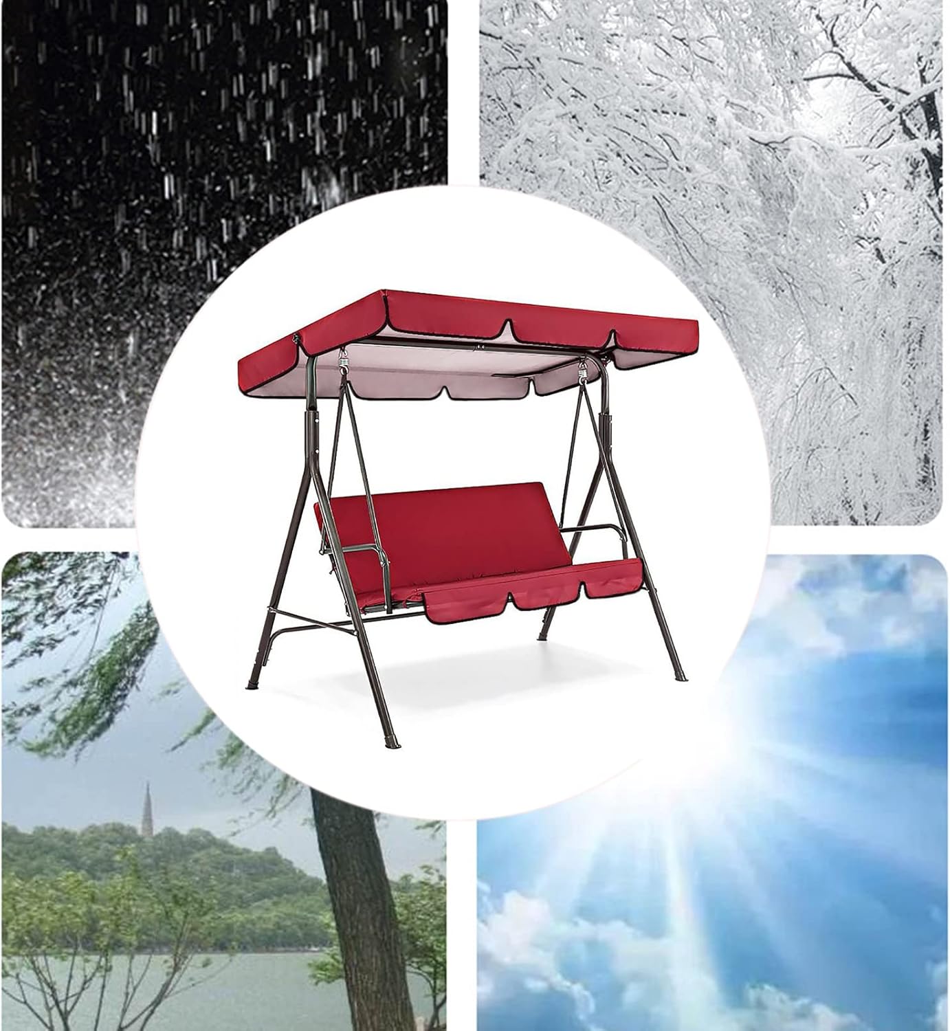 Juego de funda de repuesto para toldo de columpio para patio, cubierta superior de tela Oxford impermeable y cubierta de asiento para patio al aire