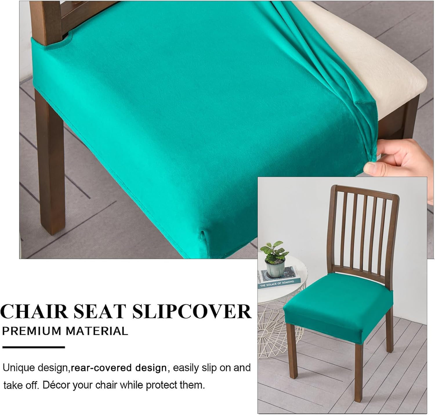 Eco-Ancheng Fundas de asiento de terciopelo para sillas de comedor, 2 piezas, fundas elásticas para sillas de comedor, fundas de asiento extraíbles