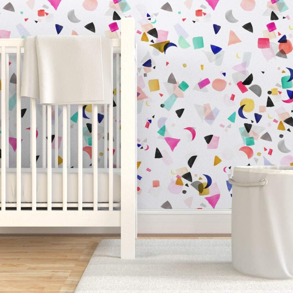 Spoonflower Despegar y pegar papel tapiz Swatch – Confeti Fiesta Cumpleaños Formas Colorido Acuarela Abstracto Geométrico Lindo Mod Personalizado