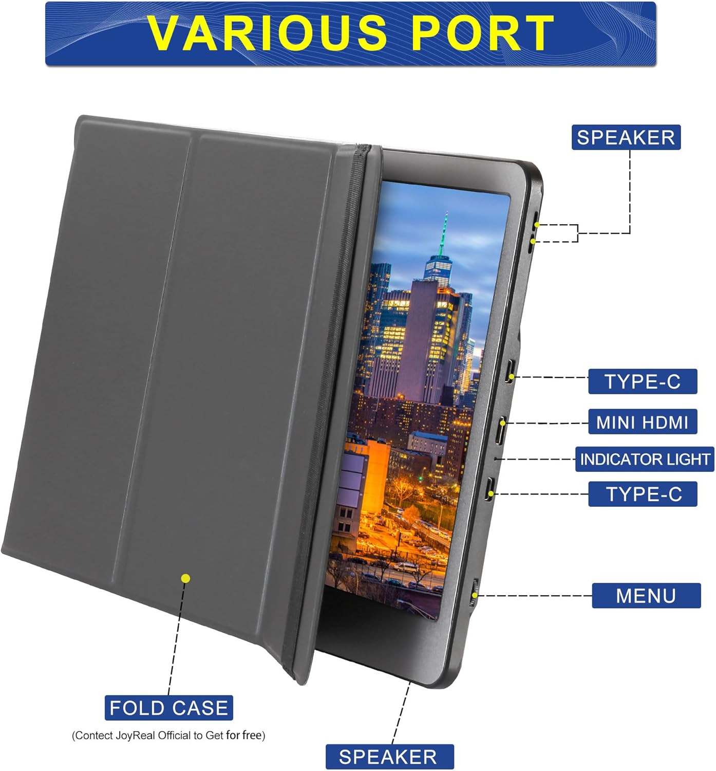 JoyReal Monitor triple para laptop, extensor de pantalla portátil 1080P de 14 pulgadas, estación de trabajo giratoria de 360 grados con múltiples