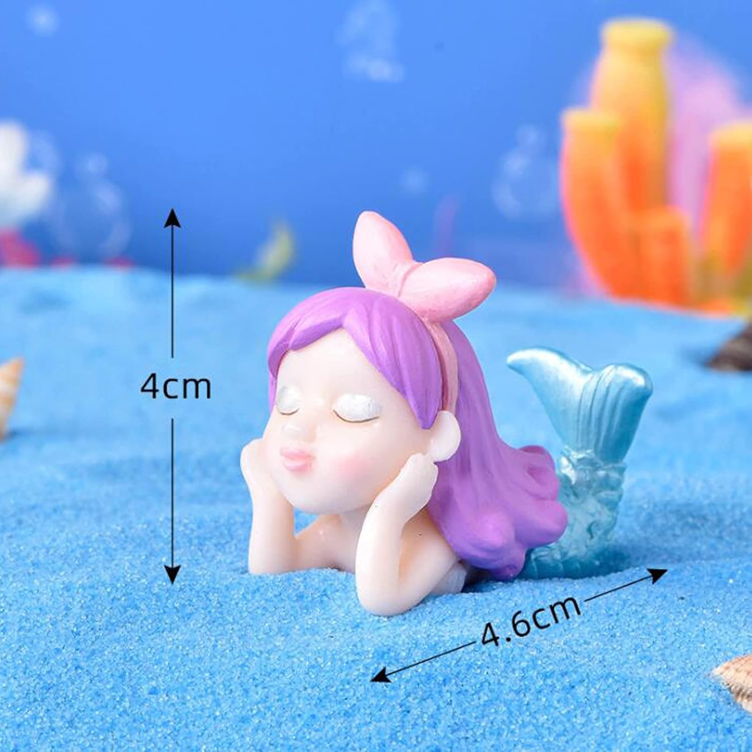 Figuras de sirena en miniatura, 4 piezas de decoración de pastel de muñeca de sirena, juego de colección de figuras de sirena, jardín de hadas,
