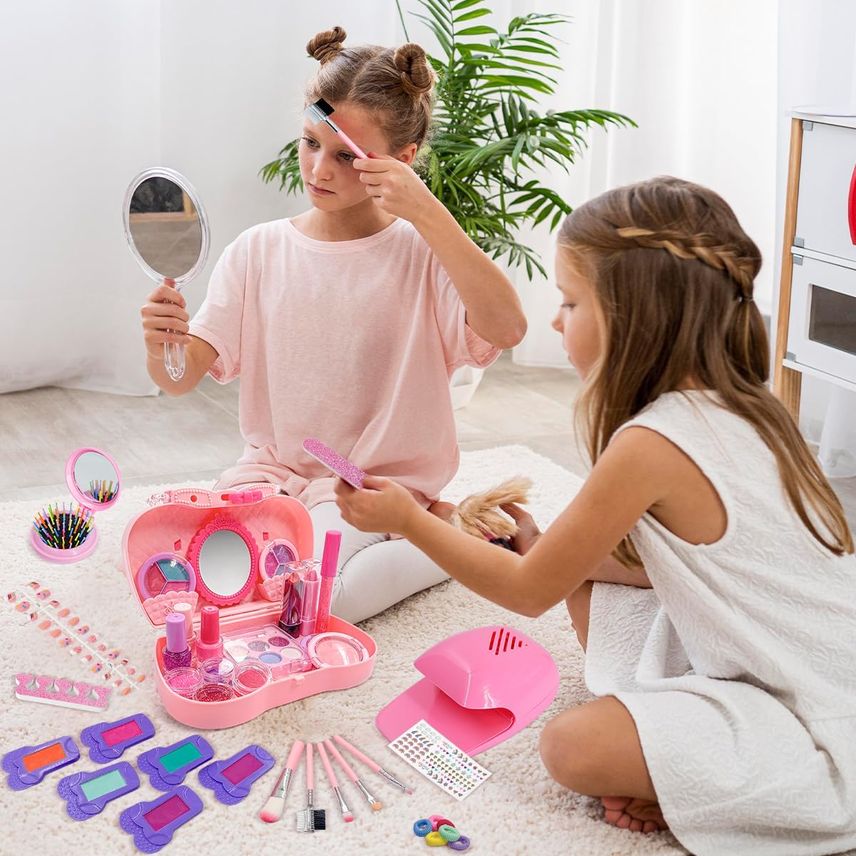 Kids Makeup Set Toys Gift, Washable Make Up Kits and Nail Polish Set Hair Dye Stick for Girls , Perfect Kids Christmas Birthday Gifts for Girl Ages