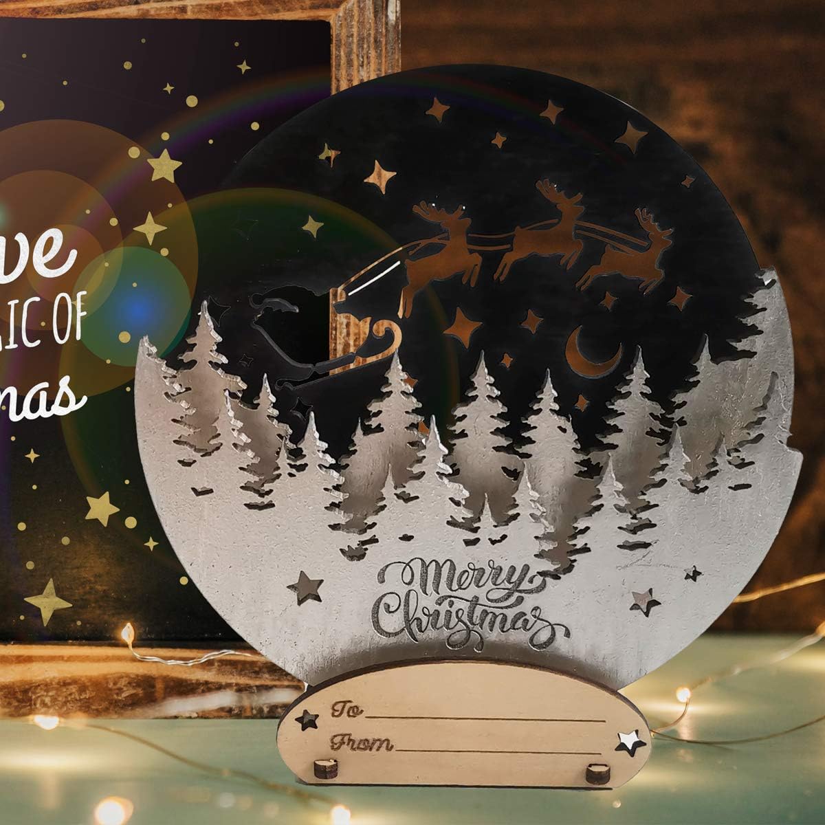 SABA Home Decor Tarjetas de Navidad 3D de madera para regalo tarjeta de felicitación desplegable con felicitaciones personalizadas a tus amigos y