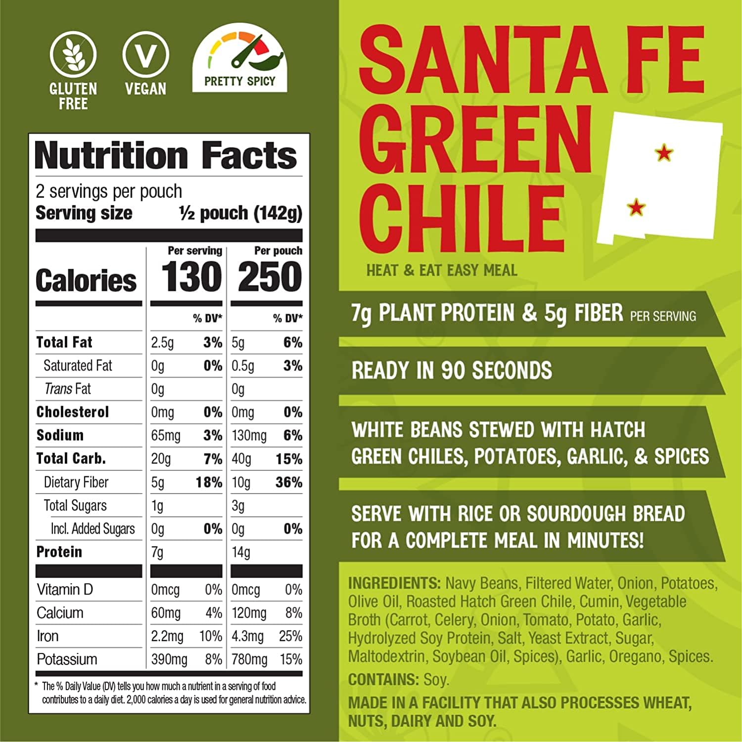 The Good Bean Bolsa para calentar y comer, paquete variado chipotle ahumado mexicano, chile clásico bajo en carbohidratos, chile verde Santa Fe y