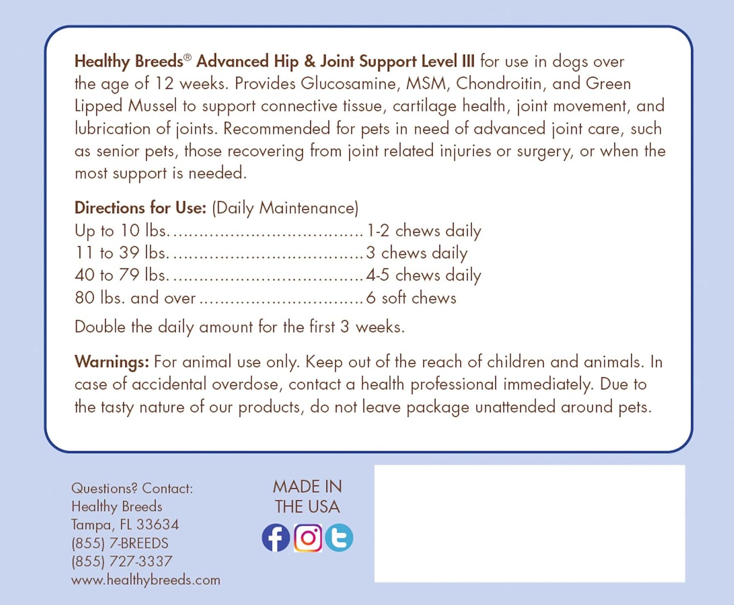 Healthy Breeds Afghan Hound Advanced Hip & Joint Support Level III – Masticables suaves para perros, promueve una vida activa y cómoda con