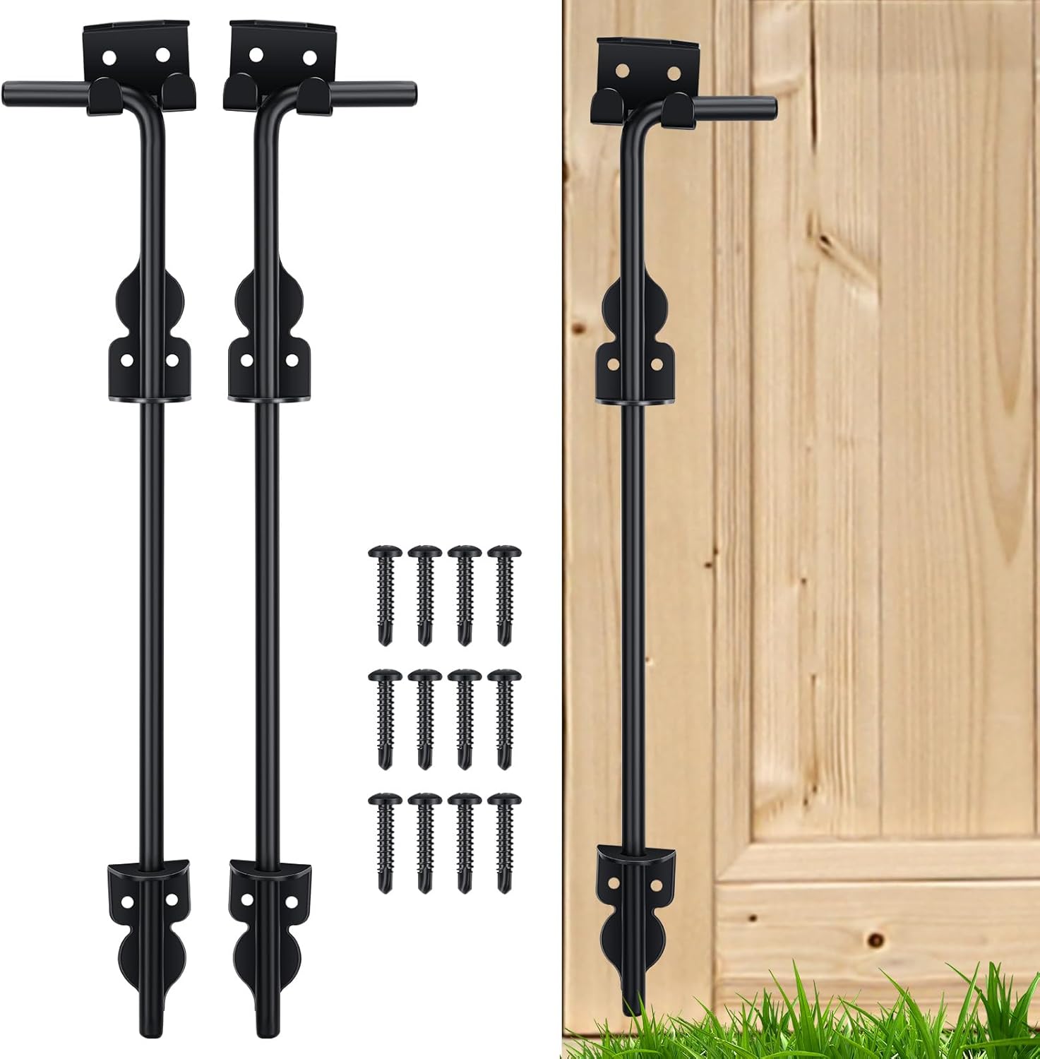 Zonon 2 piezas de pernos de caña resistentes para puerta de caída, herrajes para puerta de tierra, tope de puerta, pasador de caída para vallas de