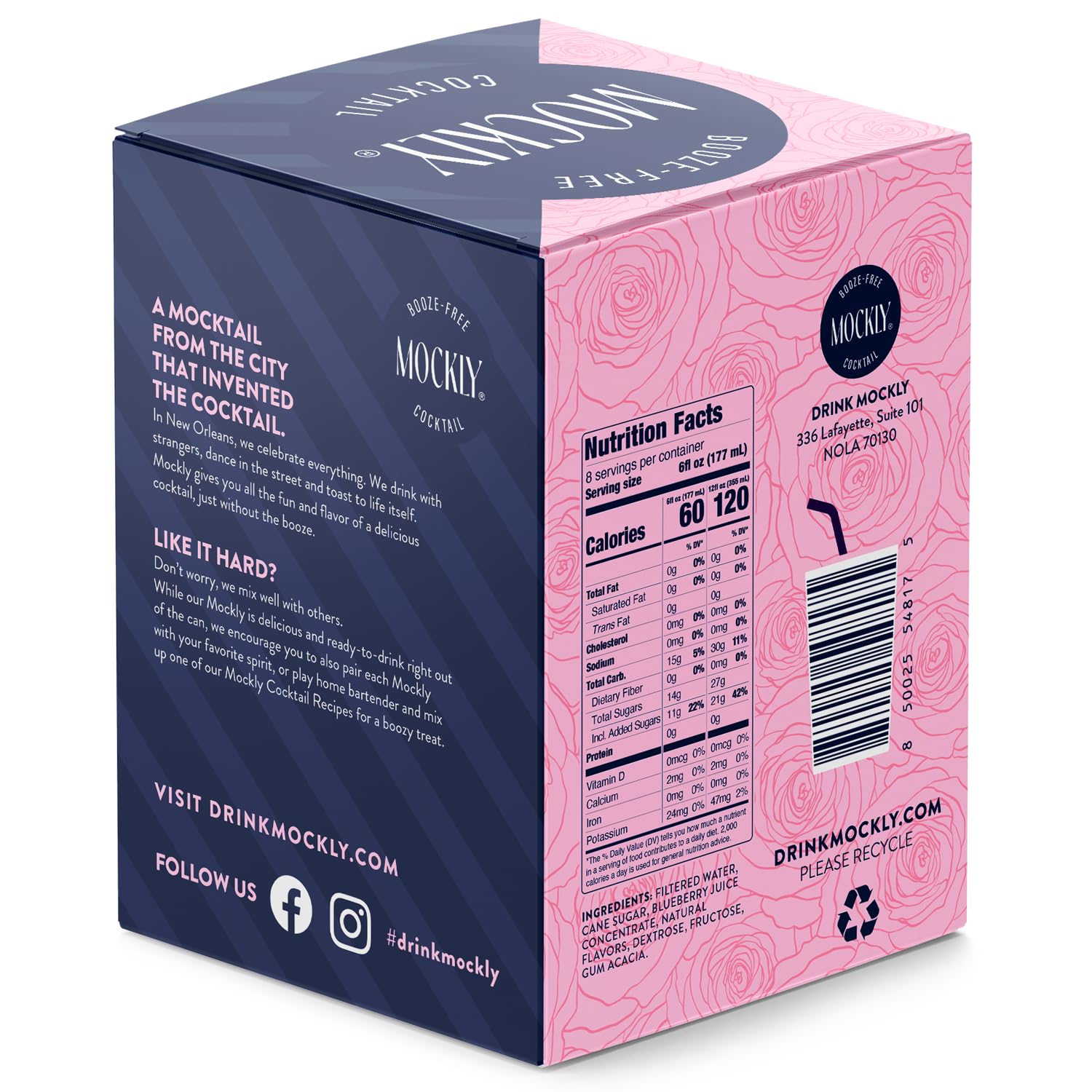 Mockly Baron von Blue – Cóctel sin alcohol  Cóctel sin alcohol listo para beber  Mezclador de bebidas sin alcohol  Soda de arándano rosa y menta
