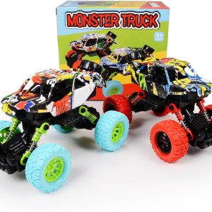 Camión monstruo de juguete de 6.3 pulgadas para niños de 3, 4, 5, 6, 7 años de edad, camión de fricción con tracción hacia atrás, juegos de 2 Camión monstruo de juguete de 6.3 pulgadas para niños de 3, 4, 5, 6, 7 años de edad, camión de fricción con tracción hacia atrás, juegos de 2