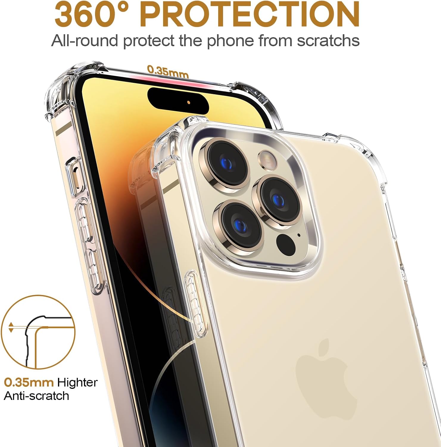 ORIbox Funda transparente para iPhone 14 Pro Max, con 4 esquinas de protección a prueba de golpes, iPhone 14 Pro Max transparente para mujeres,