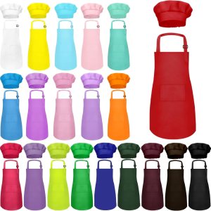 Kids Apron and Chef Hat Set Bulk Childrens Bib with 2 Pockets Adjustable for Boys Girl’s Cooking Baking Painting Kids Apron and Chef Hat Set Bulk Childrens Bib with 2 Pockets Adjustable for Boys Girl’s Cooking Baking Painting