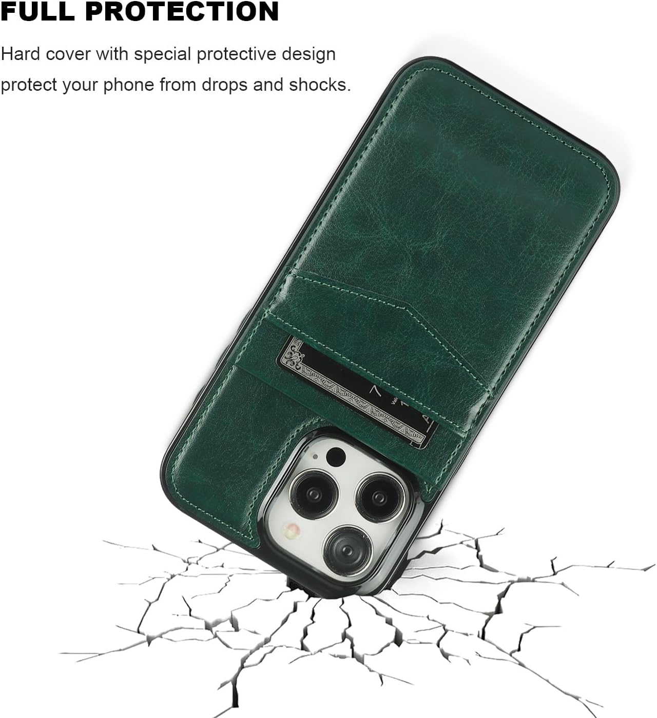 KIHUWEY Funda compatible con iPhone 15 Pro Max con soporte para tarjeta de crédito, cierre magnético de cuero de alta calidad, función atril, funda