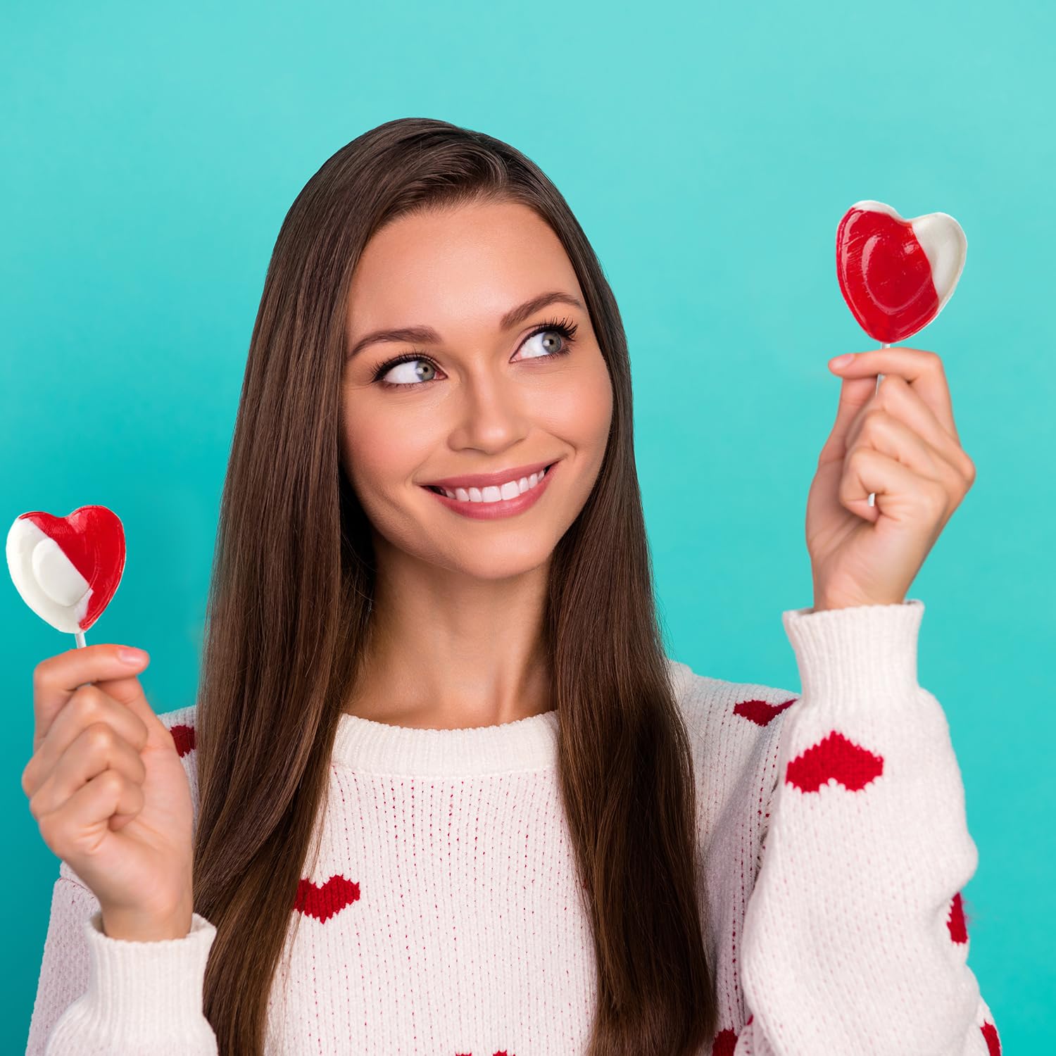 The Dreidel Company Paletas para el día de San Valentín con forma de corazón rojo sabor fresa y crema, envueltas individualmente (media libra),