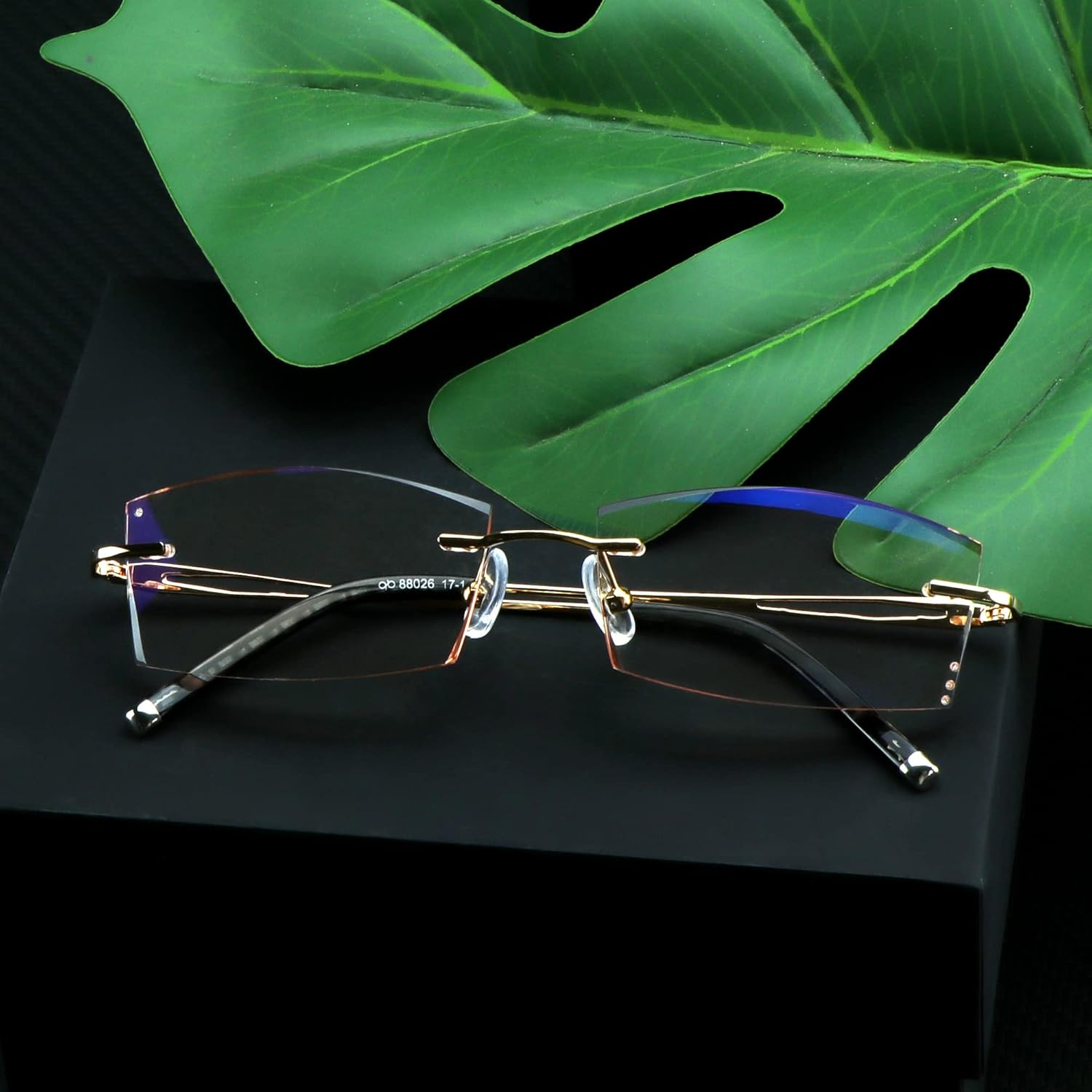 LifeArt Gafas de lectura con bloqueo de luz azul, anti rayos azules, reducen la fatiga ocular, marco sin montura con diamante elegante para