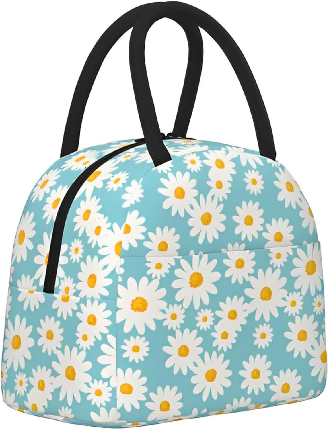Daisy Flora – Lonchera térmica para mujeres, lonchera portátil con diseño de margaritas y flores, reutilizable, térmica, bolsa de almuerzo para la
