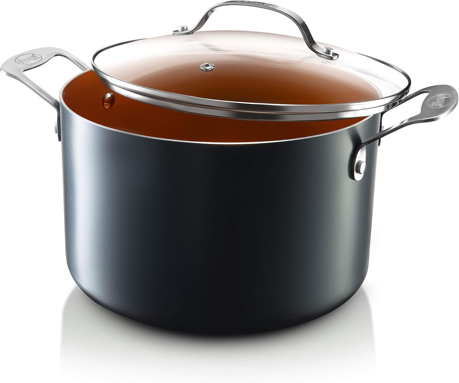 Gotham Steel Olla con revestimiento de cerámica ultra antiadherente y titanio, incluye tapa de vidrio templado, apto para lavavajillas, 7 cuartos de