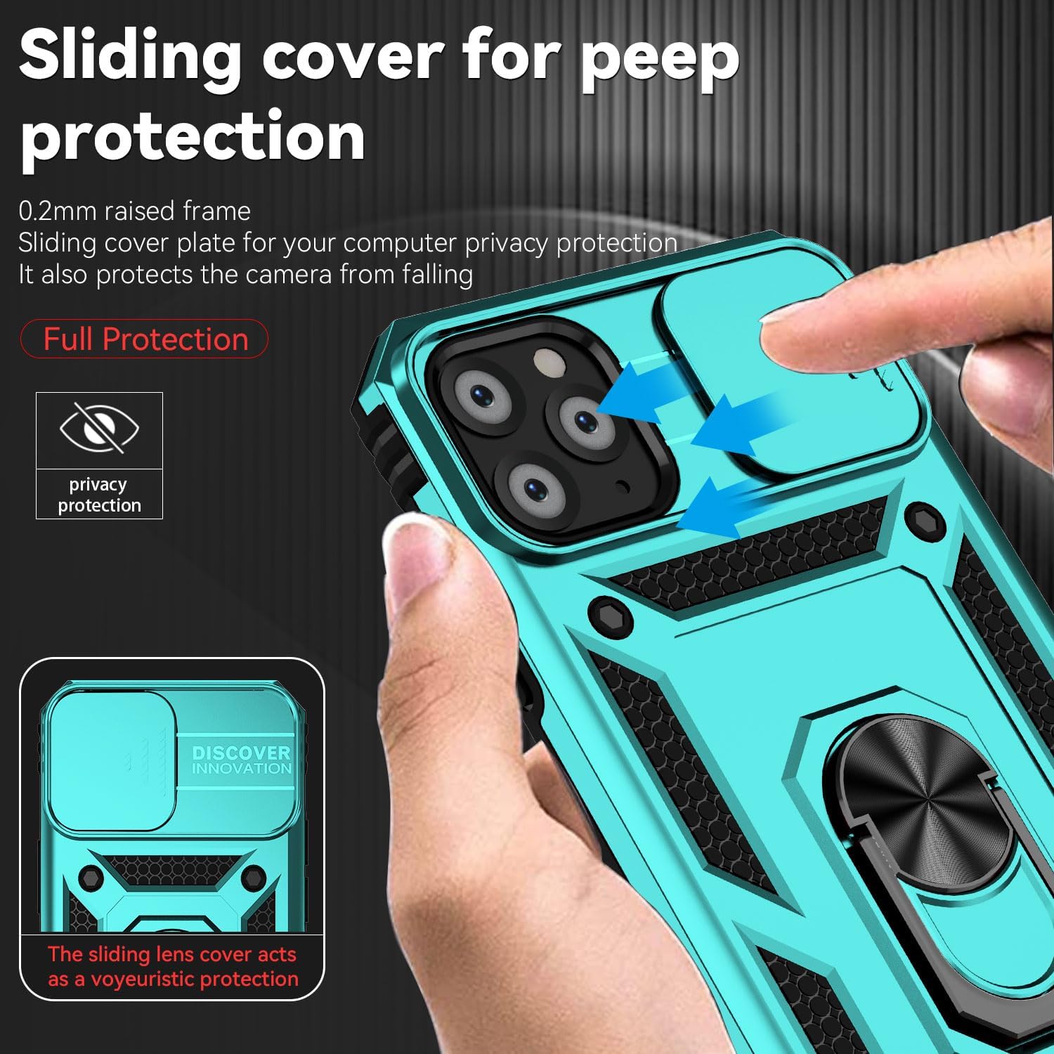 Funda para iPhone 11 Pro con cubierta para lente de cámara, protector de pantalla HD, doble capa de protección contra caídas de grado militar,