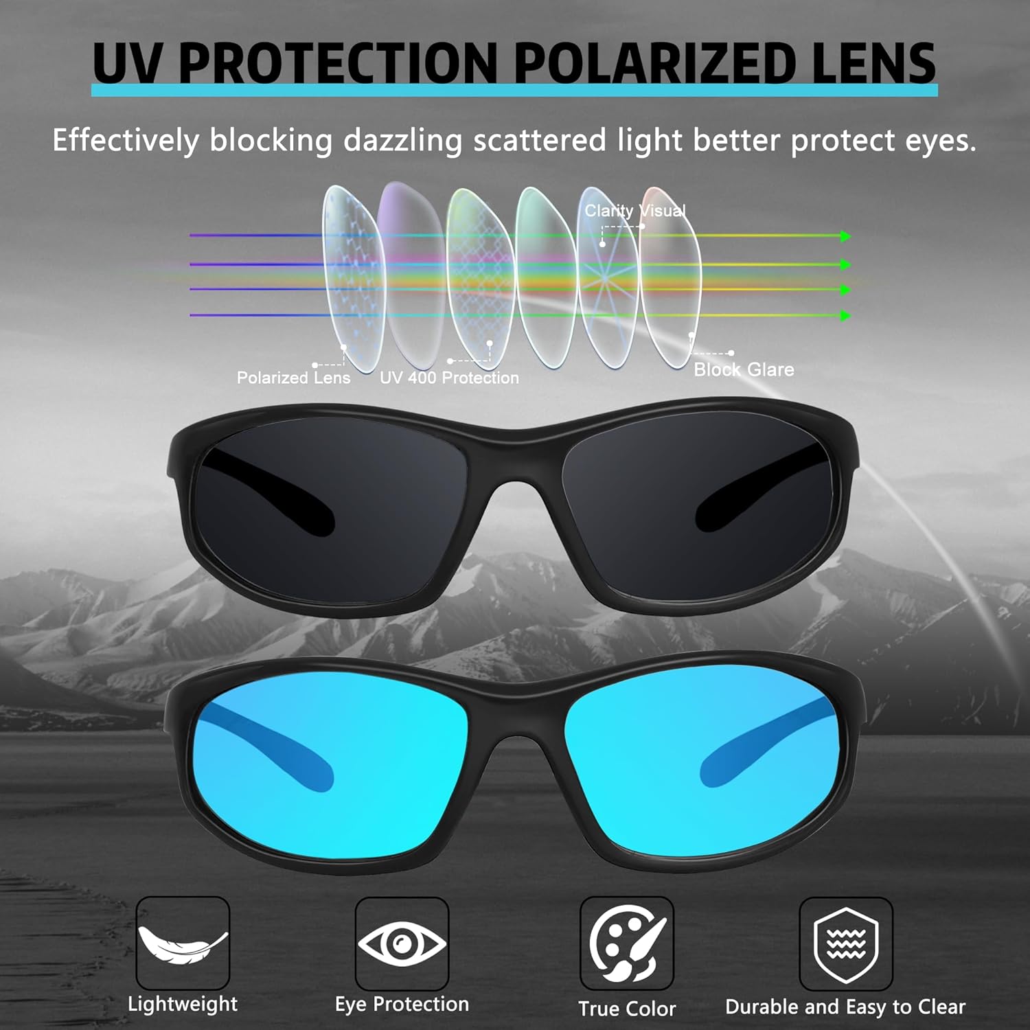 Gafas de sol polarizadas para hombre, gafas de sol de pesca, gafas de sol con protección UV, gafas de sol para conducir ciclismo