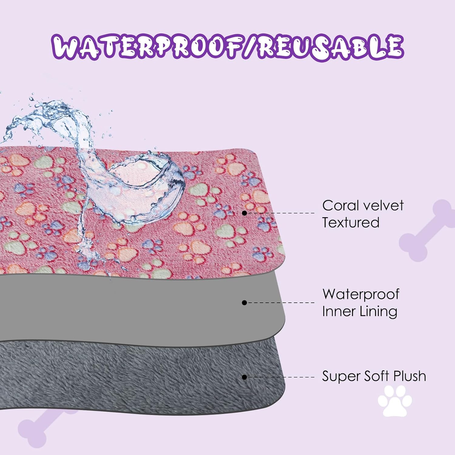 YUEPET Mantas impermeables para perros, paquete de 2 mantas lavables para perros para la cama, sofá, protector de forro polar de franela para