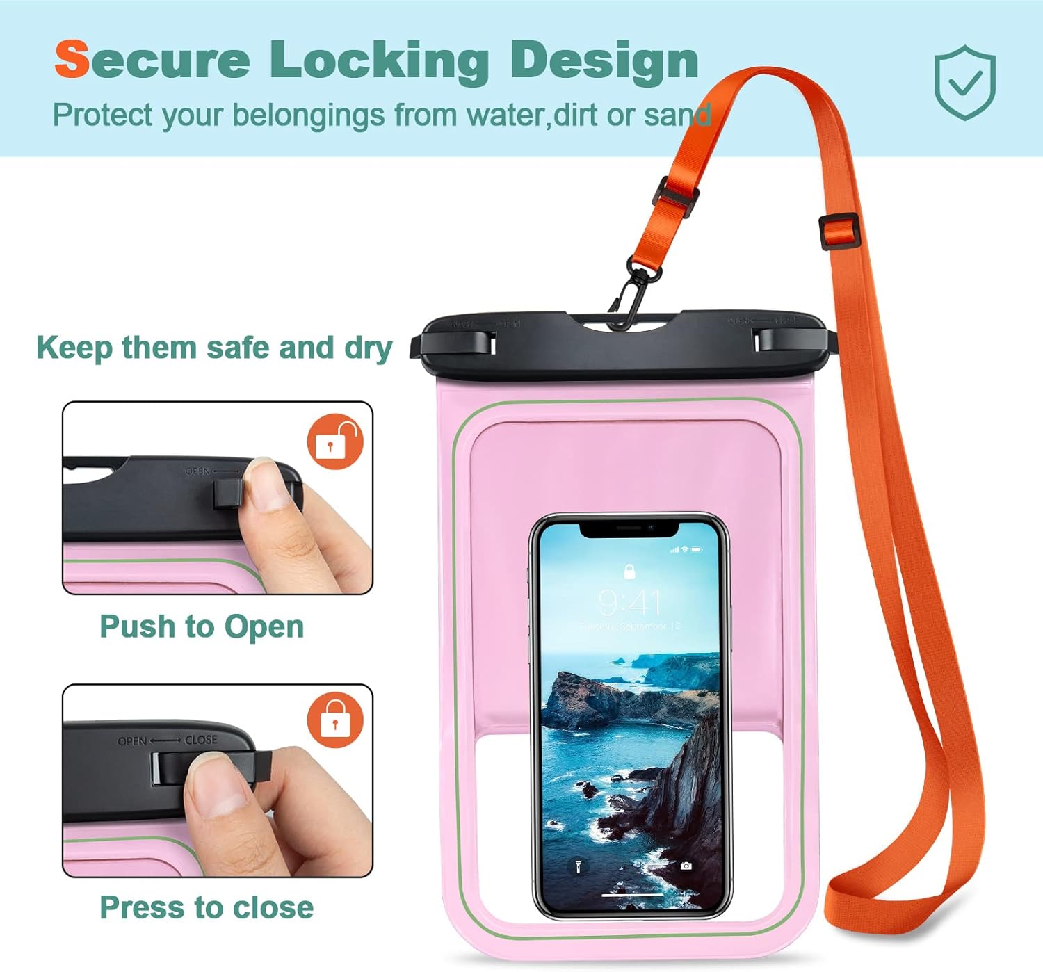 SUPFINE Bolsa flotante impermeable para teléfono, 2 unidades Funda grande impermeable para teléfono, bolsas secas universales para iPhone 14 Pro