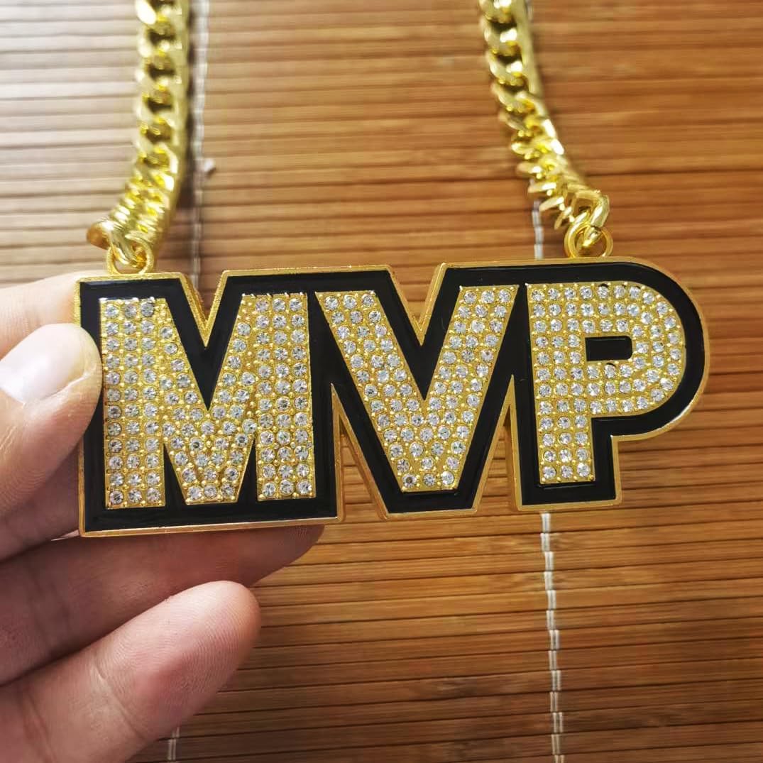 Medalla de cadena MVP Champion, ganador del premio del campeón de oro, collar de trofeo para niños y adultos, jugador, equipo, fútbol, fútbol,