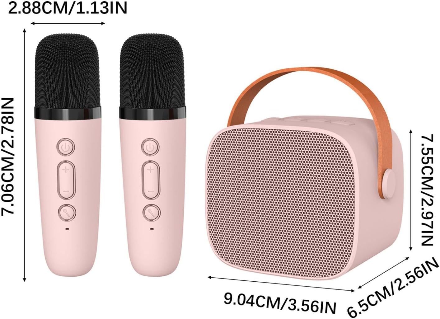 Mini máquina de karaoke, altavoz Bluetooth portátil con 2 micrófonos inalámbricos para niños y adultos con luces LED, regalos para niñas y niños,