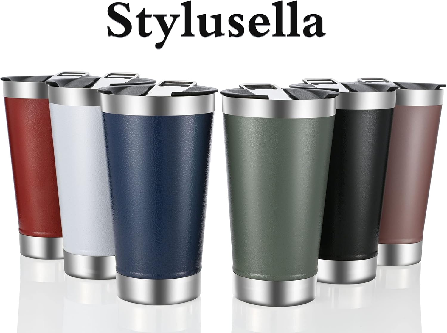 Vaso de cerveza de acero inoxidable de 16 oz16.2 fl oz, vaso aislado al vacío de doble pared, tapa con abridor de botellas, mantiene las bebidas