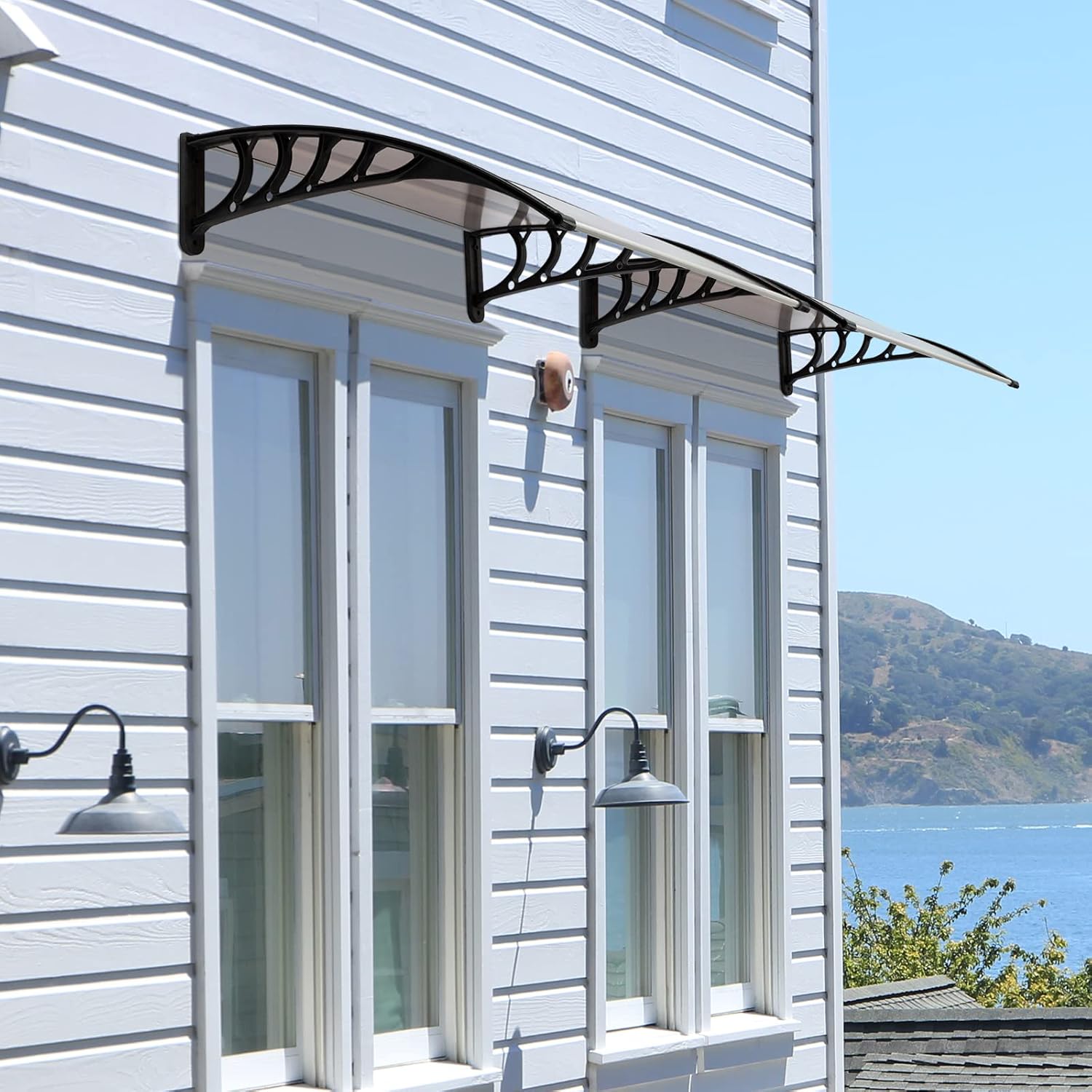 Toldo para ventana de puerta de patio, cubierta de policarbonato para puerta delantera, toldo para patio al aire libre, protección UV, lluvia y