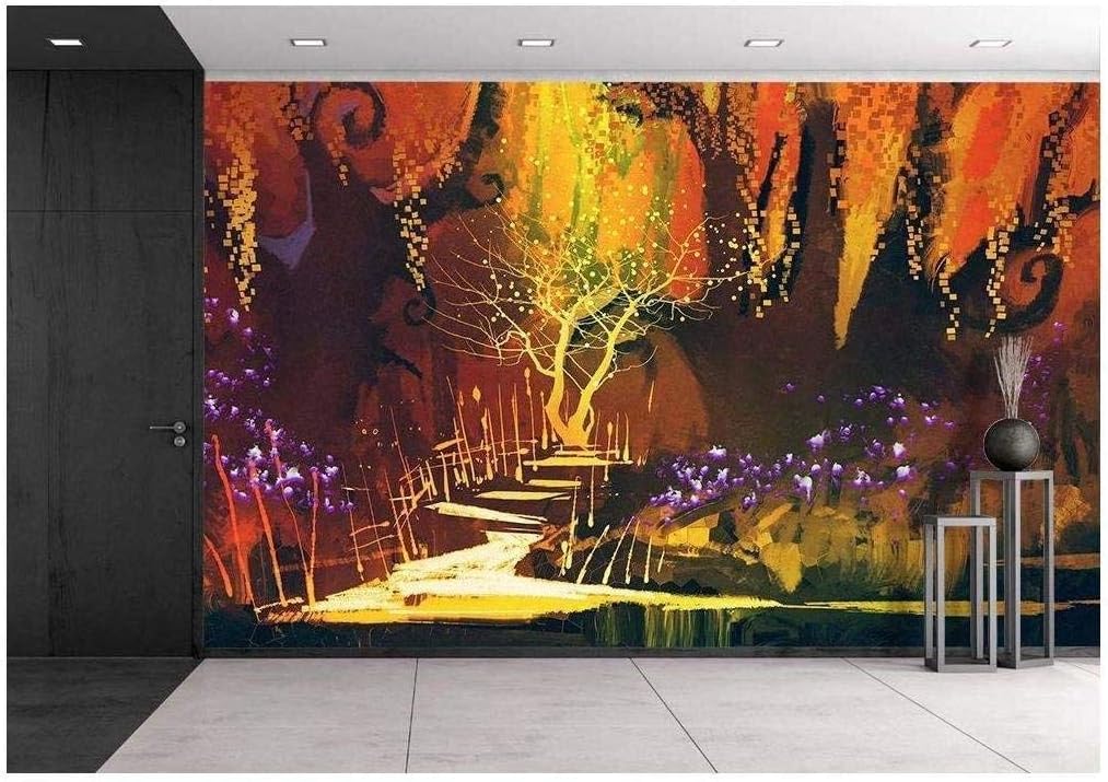 wall26 – Mural de pared removible, de gran tamaño, autoadhesivo, con impresión de casa con bugmbilias.