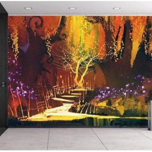 wall26 – Mural de pared removible, de gran tamaño, autoadhesivo, con impresión de casa con bugmbilias. wall26 – Mural de pared removible, de gran tamaño, autoadhesivo, con impresión de casa con bugmbilias.