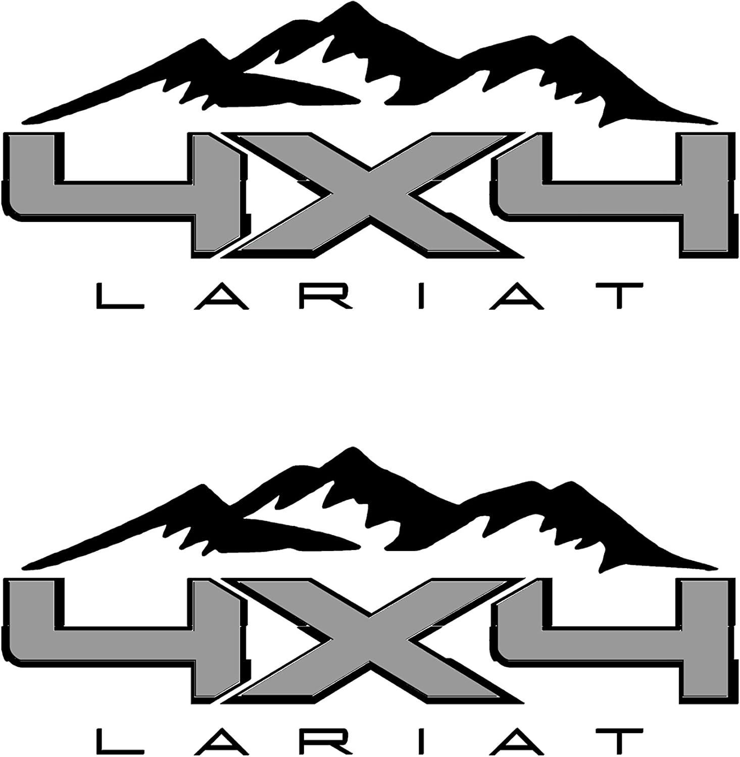 Calcomanía de vinilo de cabecera de montaña 4 x 4 para Ford Lariat Trucks plateado con contorno negro brillante