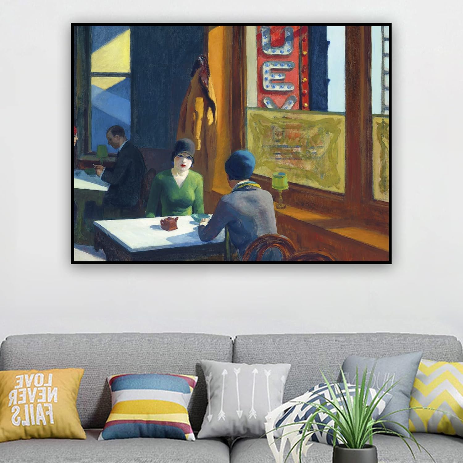 ZZPT Chop Suey – Impresión artística en lienzo por Edward Hopper – Reproducciones famosas de pinturas al óleo – Pósteres de arte de pared en lienzo