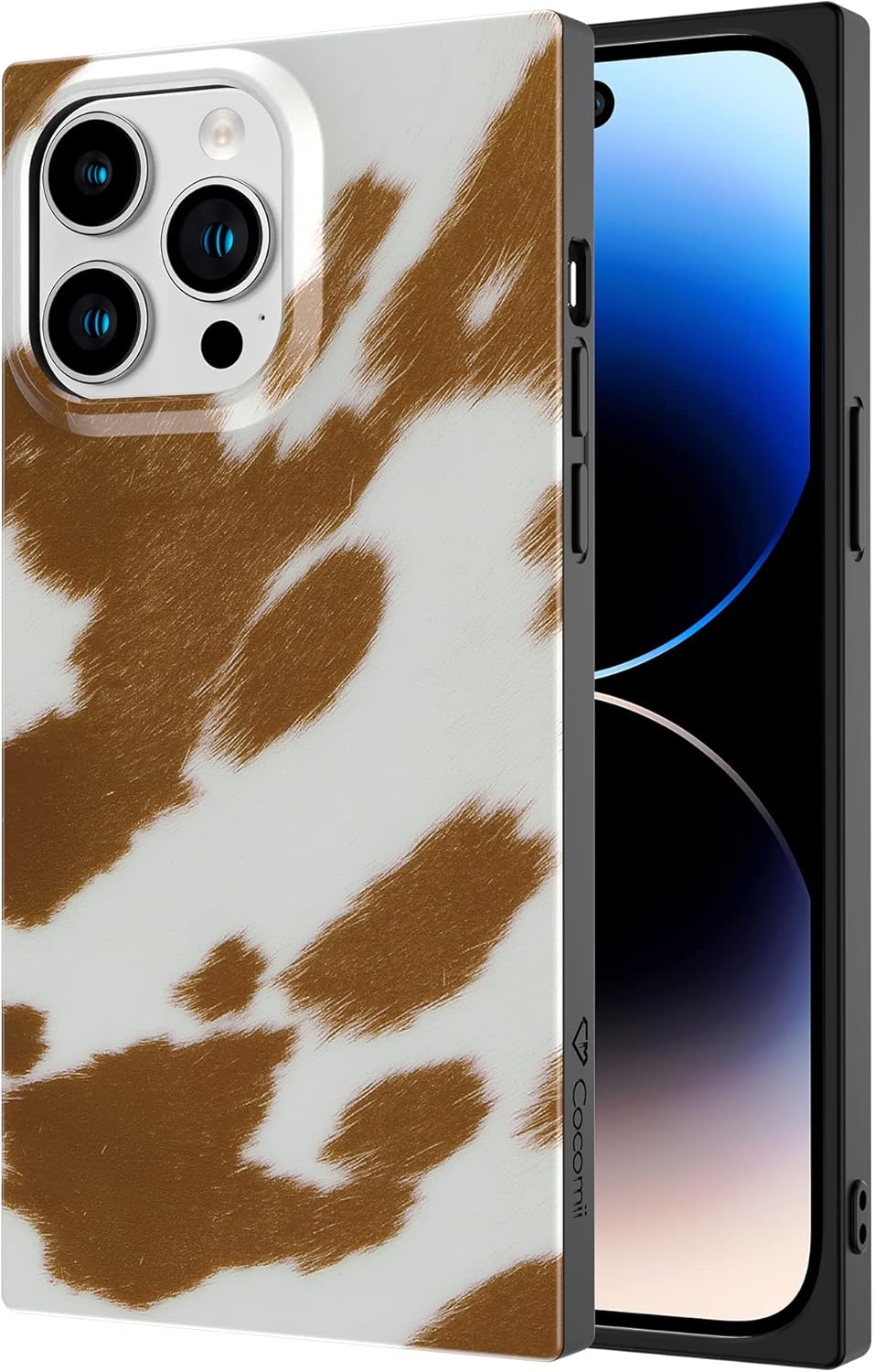 Cocomii Funda cuadrada diseñada para iPhone 13 Pro Max, compatible con MagSafe, delgada, brillante, bronceado y blanco, estampado animal de moda,