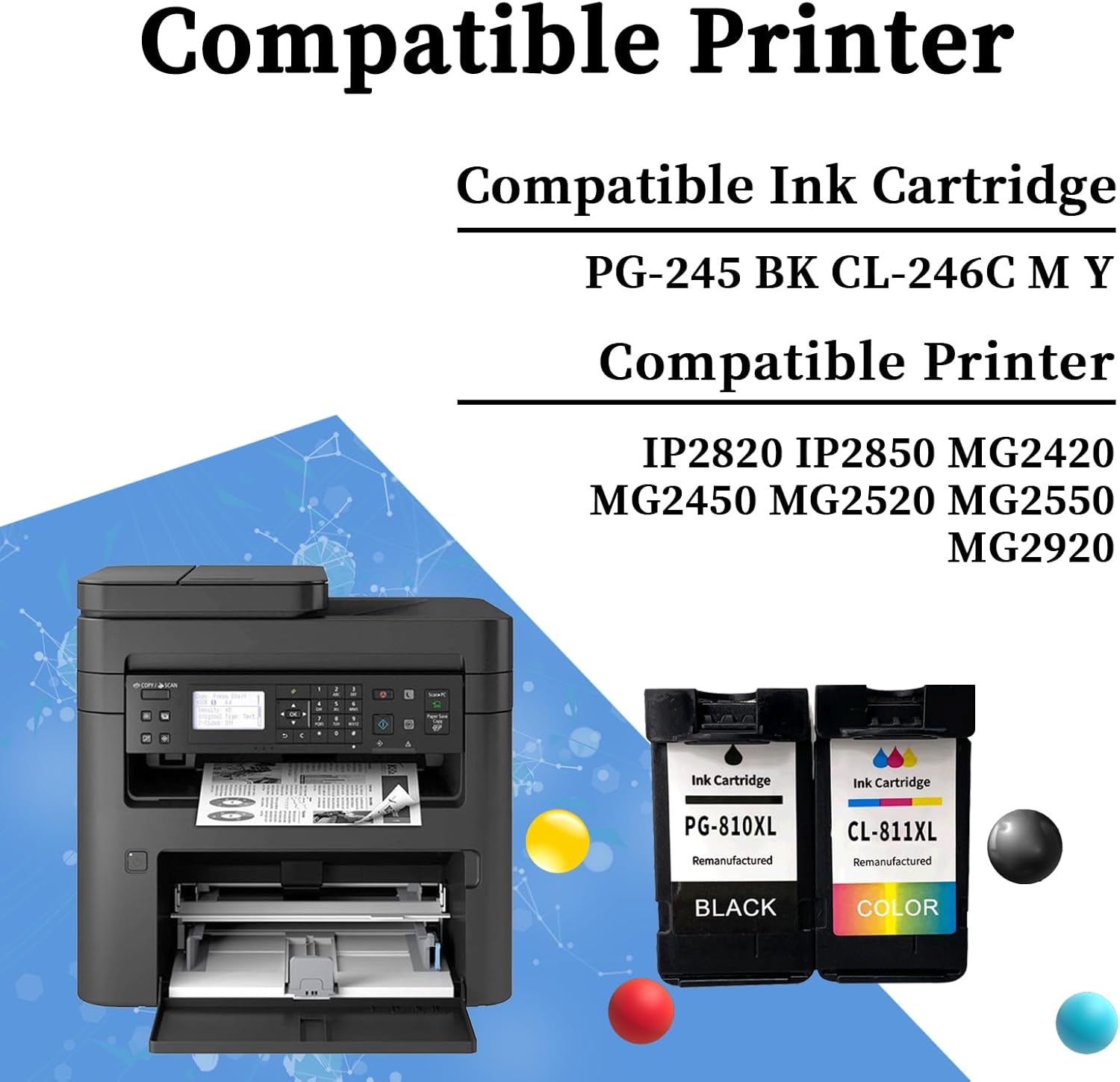 PGI-245 CLI-246 Cartuchos de tinta de alto rendimiento para Canon PGI-245 CLI-246 Cartuchos de tinta compatibles con impresoras Canon IP3600 1P4600