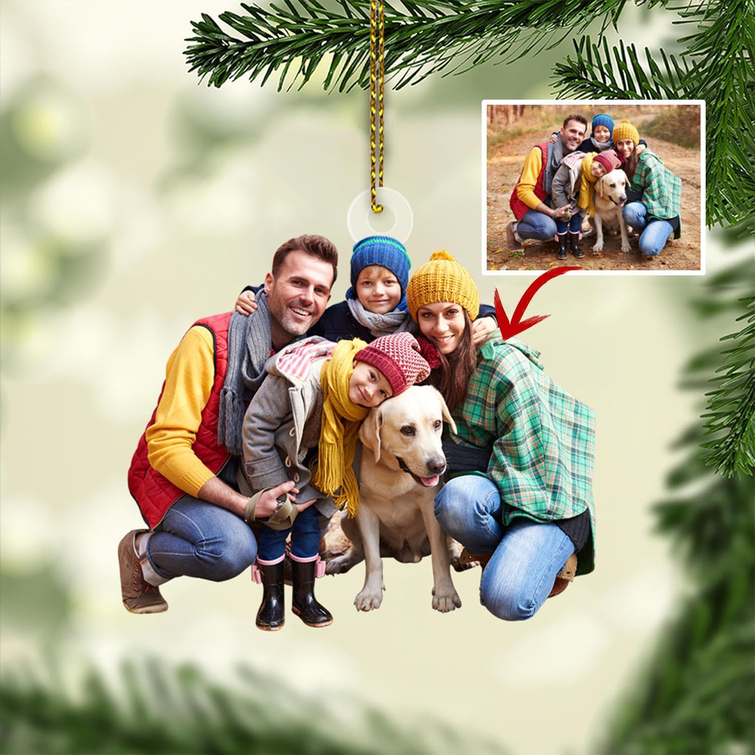 Adorno de Navidad con foto personalizada para árbol, regalos de Navidad personalizados en 2D para familiares y amigos, adorno de imagen