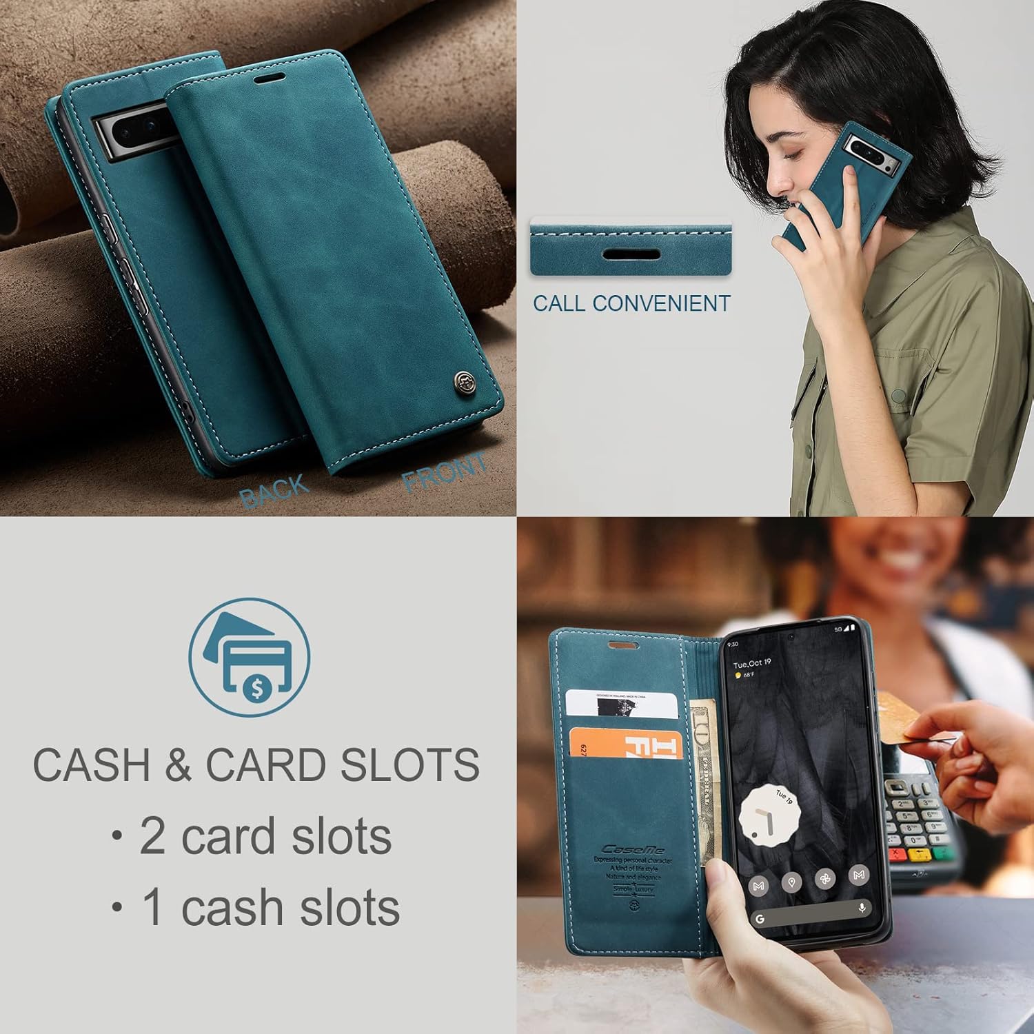 Funda tipo cartera para Google Pixel 8 Pro 5G, a prueba de golpes, con ranuras para tarjetas, soporte invisible para Google Pixel 8 Pro 5G (2023)