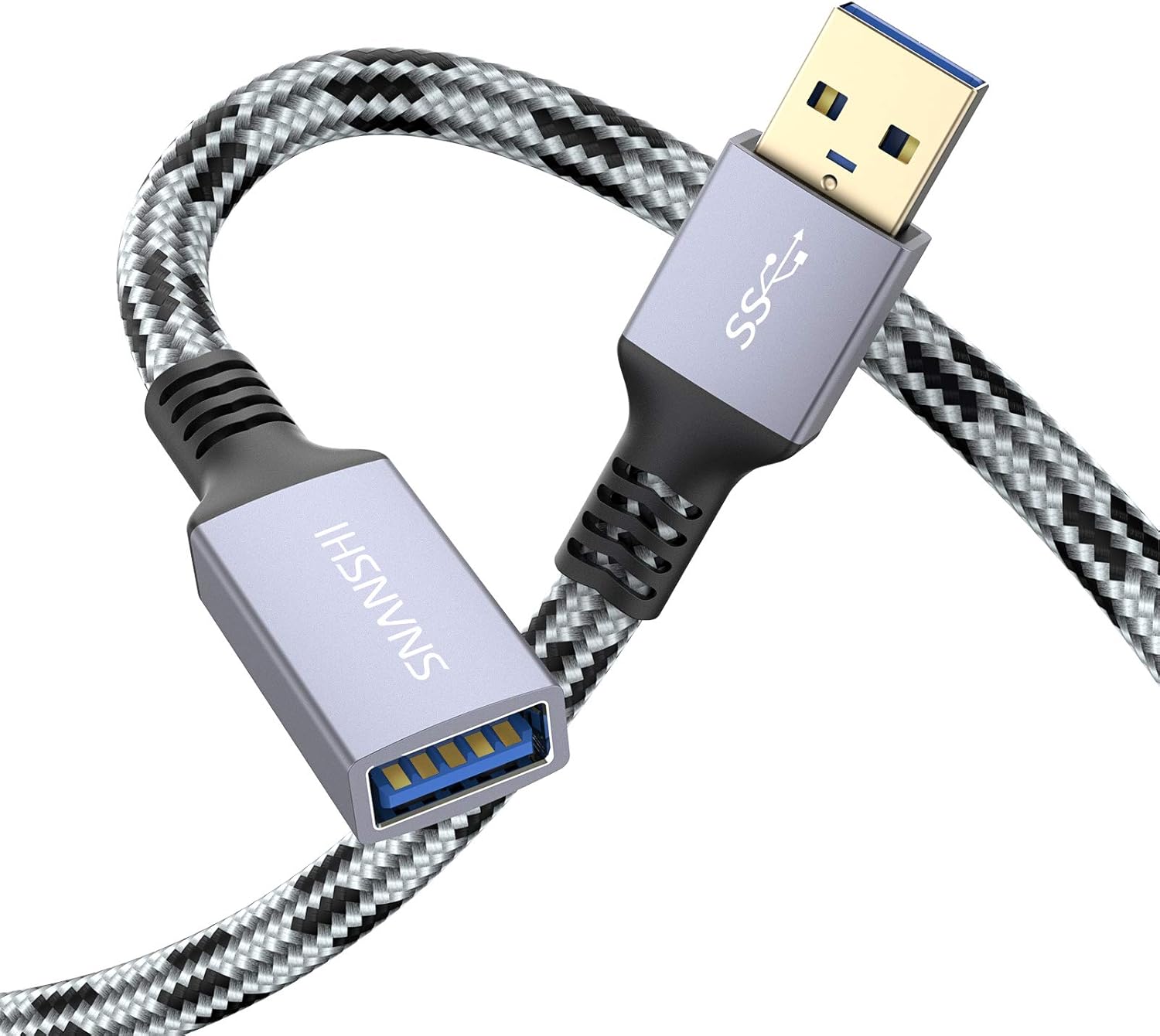 SNANSHI Cable de extensión USB de 3 pies, extensor USB de nailon trenzado, cable de extensión USB 3.0 para cámara web, impresora, mouse USB,