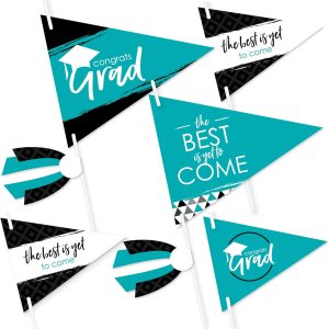Big Dot of Happiness Teal Grad – Best is Yet to Come – Triángulo turquesa turquesa para fiesta de graduación – Centro de mesa de bandera de banderín Big Dot of Happiness Teal Grad – Best is Yet to Come – Triángulo turquesa turquesa para fiesta de graduación – Centro de mesa de bandera de banderín