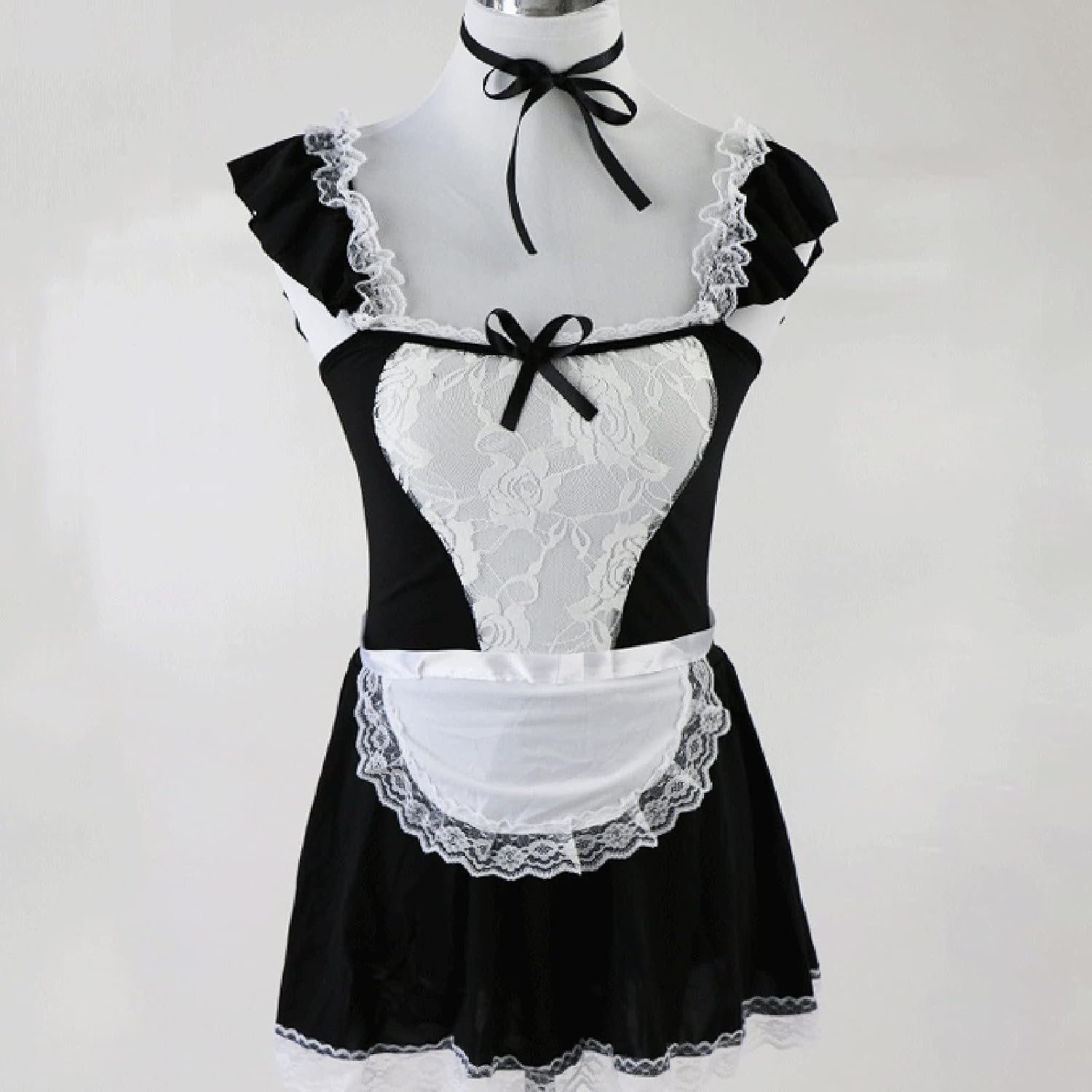 Lencería sexy para mujer, juego de rol, traje de sirvienta, cosplay, lencería de brasier y bragas, lencería de encaje travieso