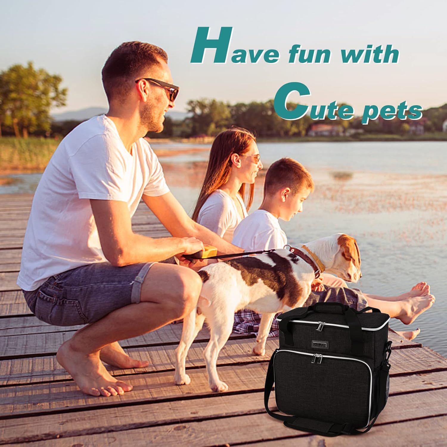 BAGLHER Bolsa de viaje para perros, bolsa de viaje para mascotas (todos los suministros de viaje para mascotas), con 2 recipientes de comida para