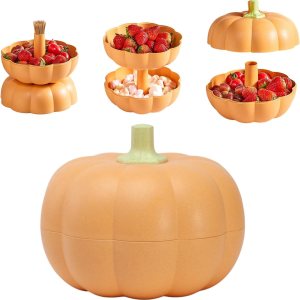 Halloween Pumpkin Candy Bowl, Creative Pumpkin Candy Bowl to Hold Candy, Nuts, Fruits, Large 2-layered Candy Bowl for Halloween Home, Office Decor Halloween Pumpkin Candy Bowl, Creative Pumpkin Candy Bowl to Hold Candy, Nuts, Fruits, Large 2-layered Candy Bowl for Halloween Home, Office Decor