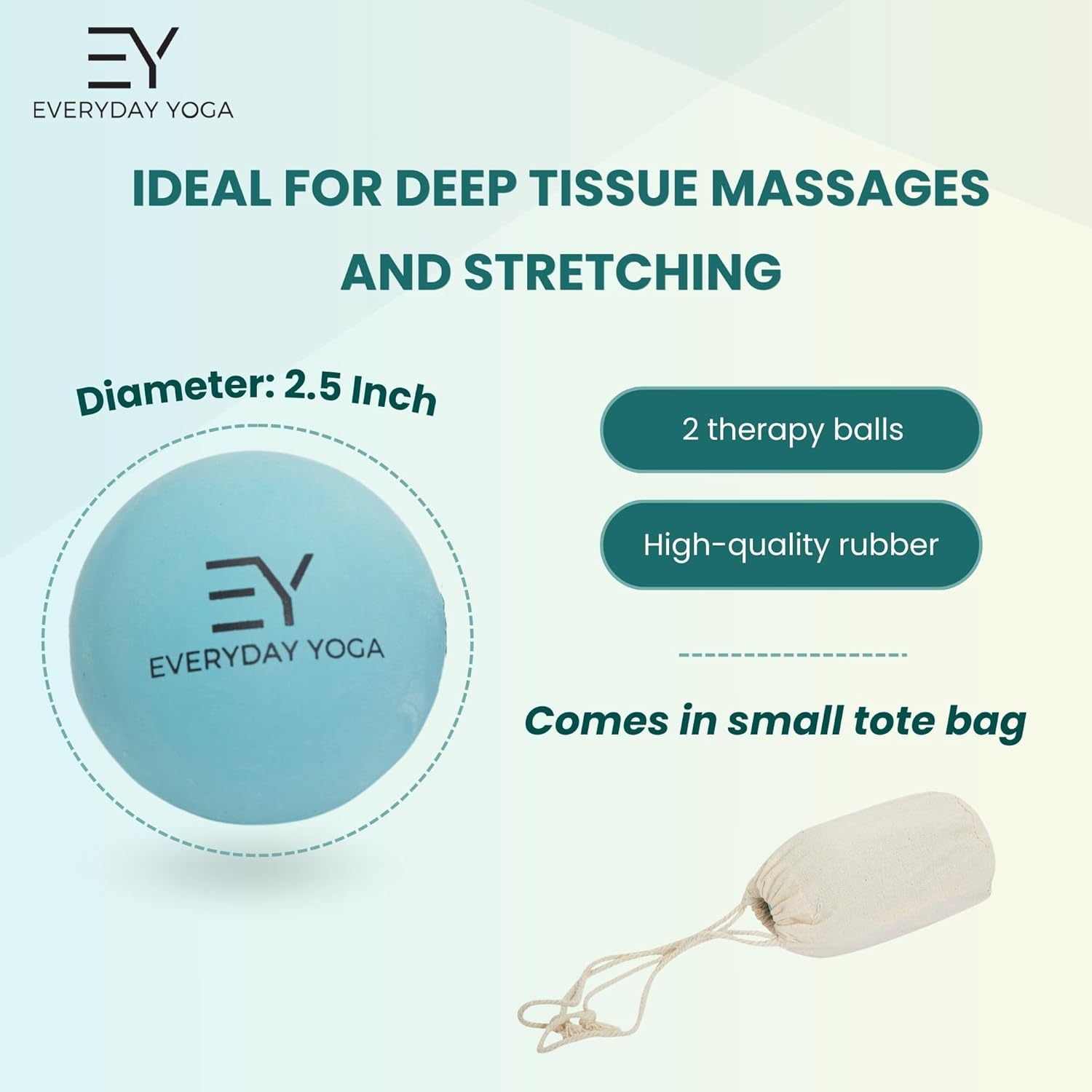 Everyday Yoga Pelota de masaje terapéutico, alivio instantáneo del dolor muscular para terapia de puntos gatillo, presión tisular profunda y