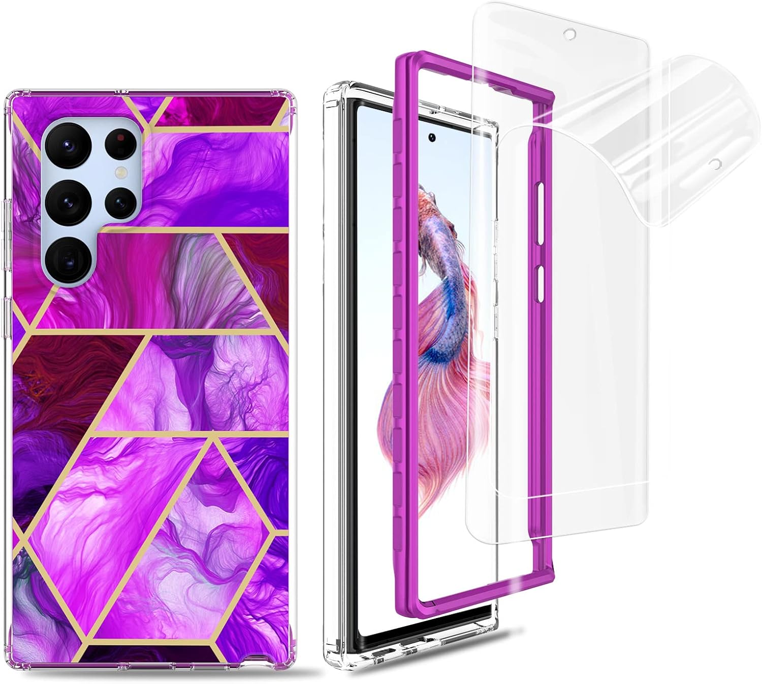 Jeylly Funda para Galaxy S22 Ultra 5G, Samsung S22 Ultra Funda para teléfono con 2 protectores de pantalla, cuerpo completo, resistente, de doble