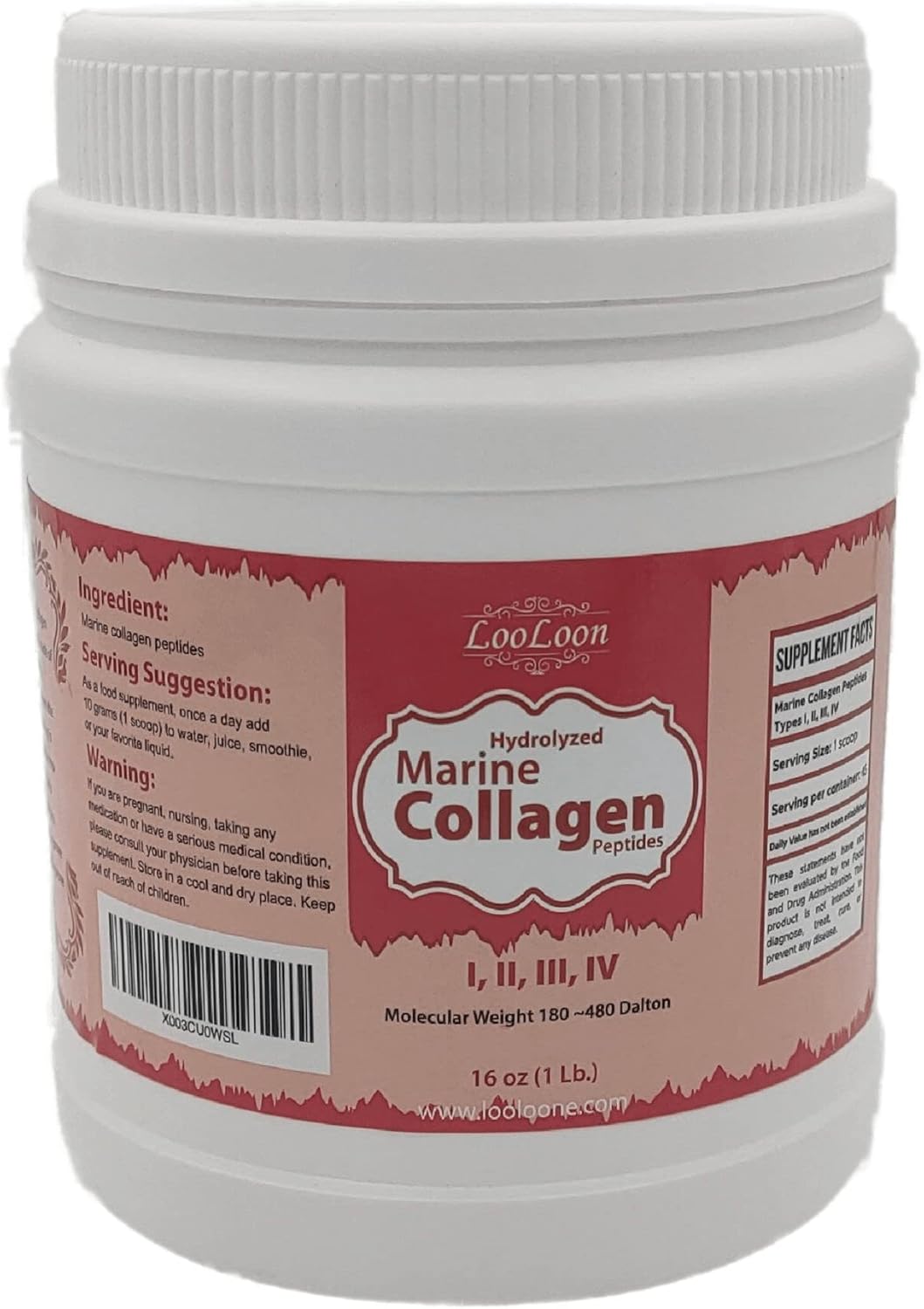 Péptidos marinos de colágeno hidrolizado en polvo Tipos 1, 2, 3, 4, 1 libras polvo de colágeno hidrolizado de bajo peso molecular para