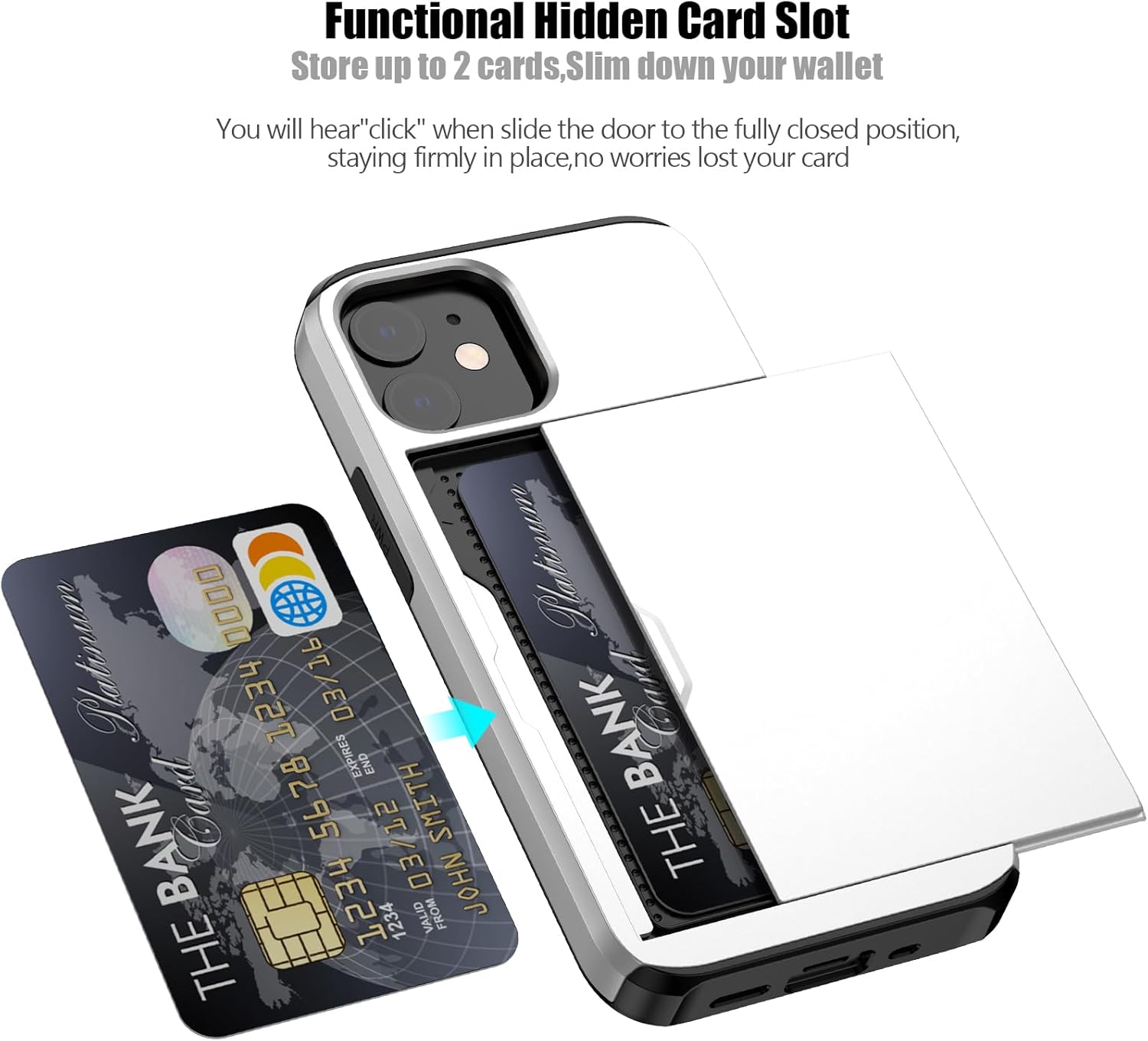 Nvollnoe Funda para iPhone 12 Mini con tarjetero resistente de protección de doble capa a prueba de golpes con ranura para tarjeta oculta delgada