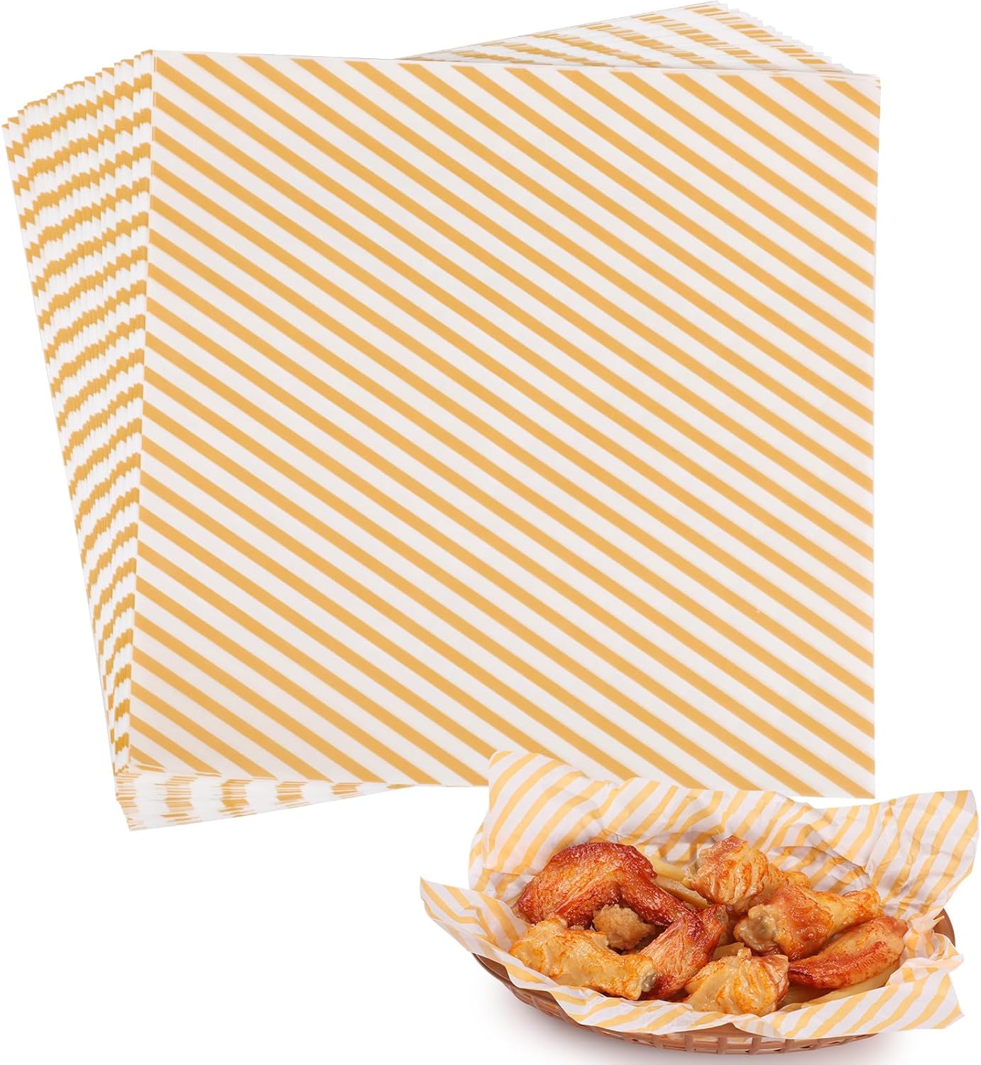 GeeRic Hojas de papel encerado de 12 x 12 pulgadas, 100 forros para cestas de alimentos para sándwiches, hamburguesas, envoltorios de alimentos
