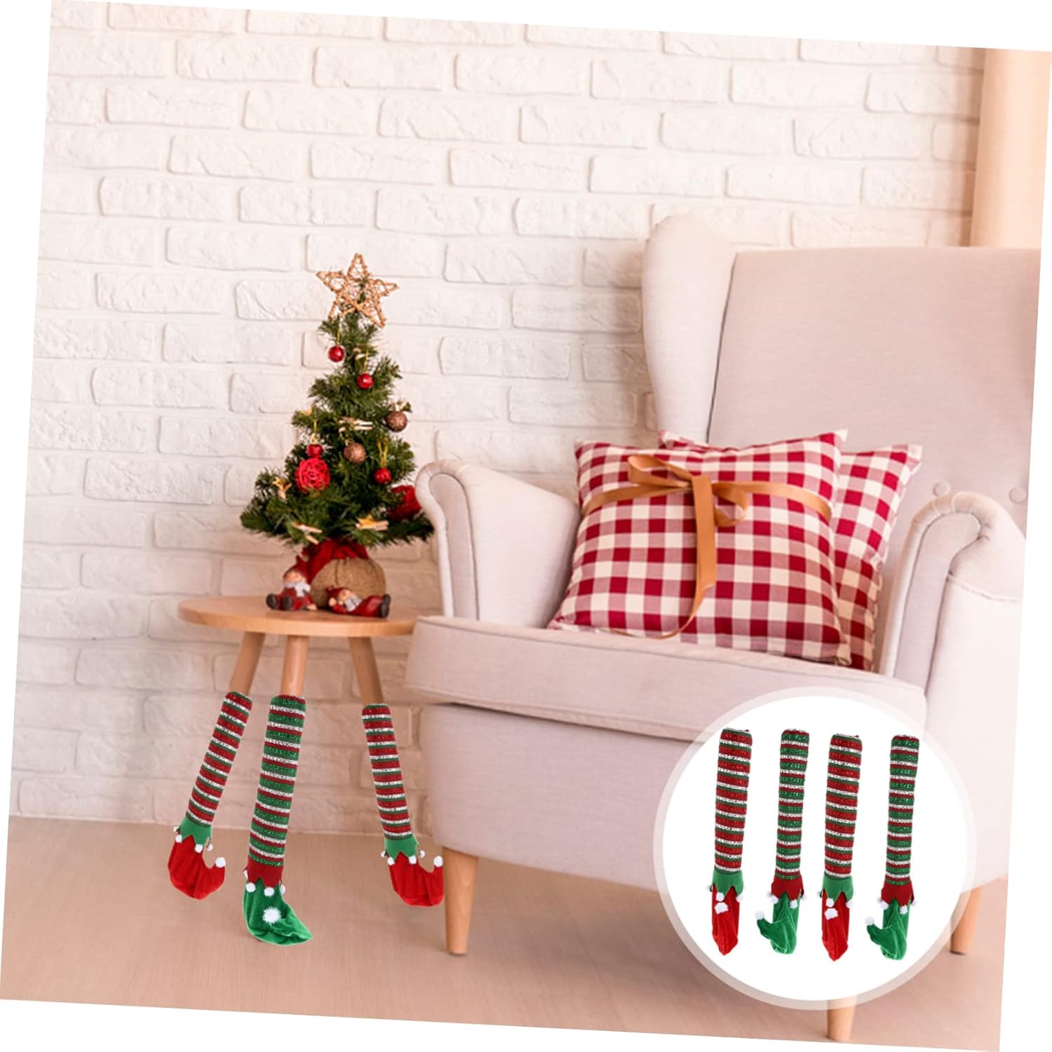 Garneck 1 juego de 4 fundas para patas de silla, decoraciones de fiesta, regalos de Navidad, pies de mesa, manga para silla de ancianos, calcetines